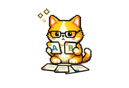 Pixel-Katze mit Doktorhut und Buch